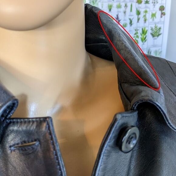 Vintage 90s DV Design Black Leather Jacket Button Front Junior's Size 11 - Picture 5 of 12